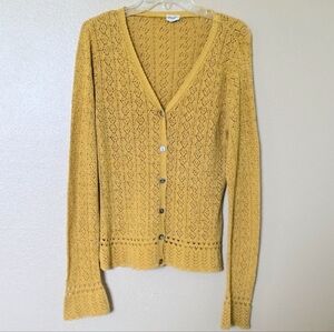 CP Shades Womens Vintage Mustard Metallic Button Front Cardigan Sweater